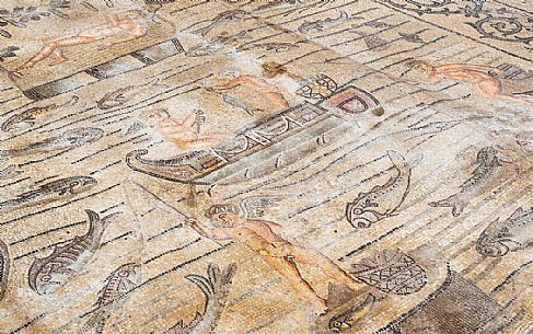 Detail of ancient floor Mosaic in the Basilica of Aquileia, Italy Detail of ancient floor Mosaic in the Basilica of Aquileia, Italy