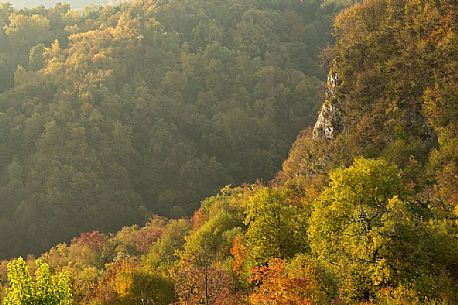 Landscape around the Pesciara, the ancient fossil bed in Lessini mountain, Italy