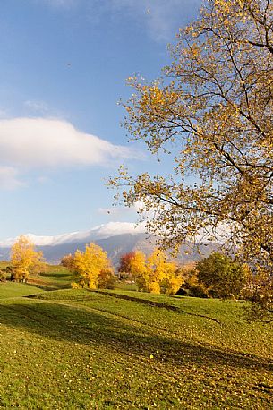 Rolling landscape of Lessini mountain, Bolca, Italy