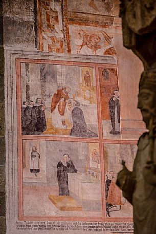 Ancient fresco in the Benedictine convent of Saint John (UNESCO world heritage site), in Monastery valley Mustair, Switzerland Ancient fresco in the Benedictine convent of Saint John (UNESCO world heritage site), in Monastery valley Mustair, Switzerland