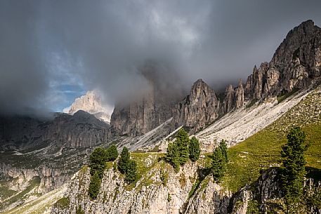 Landscape of Catinaccio mountain group, Trentino, Dolomites, Italy