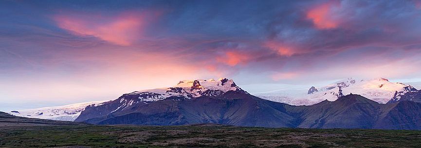 Sunset on the mountain of Skaftafell National Park,Iceland