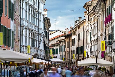 Corso Vittorio Emanuele in Pordenone animated by the Pordenone Legge event, Friuli Venezia Giulia, Italy