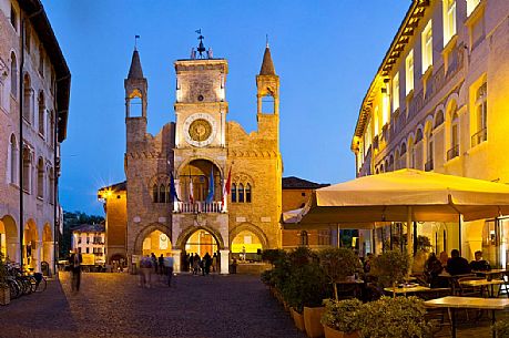 The town hall of  Pordenone at twilight, Friuli Venezia Giulia, Italy