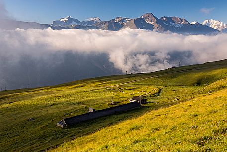 Fiescheralp summer landscape, Fiesch, Valais, Switzerland, Europe