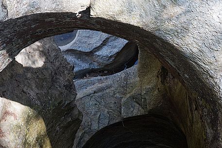 Detail of Cavaglia Glacial Garden  also referred to as Giants Pots, Cavaglia, Poschiavo valley, Engadin, Canton of Grisons, Switzerland, Europe