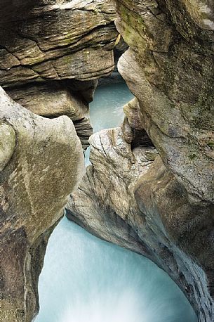 Canyon in Cavaglia Glacial Garden also referred to as Giants Pots, Cavaglia, Poschiavo valley, Engadin, Canton of Grisons, Switzerland, Europe