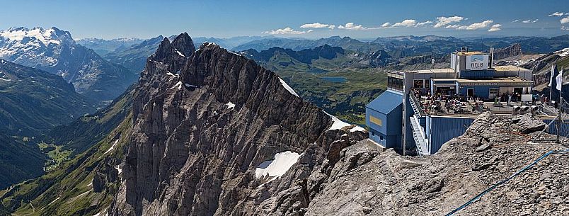 Panorama from the top of Titlis mount, Engelberg, Canton of Obwalden, Switzerland, Europe