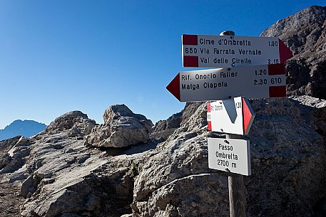 Ombretta mountain pass in the Marmolada mountain range, dolomites, Italy, Europe