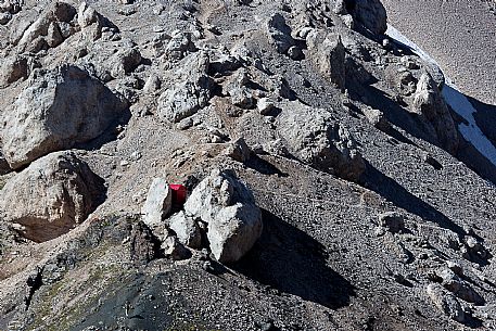 Bivacco Marco dal Bianco bivouac at Passo Ombretta, Marmolada mountain range, dolomites, Veneto, Italy, Europe