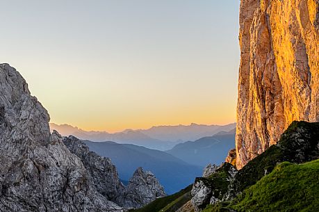 Sunrise at Sesis pass, Sappada, dolomites, Friuli Venezia Giulia, Italy, Europe