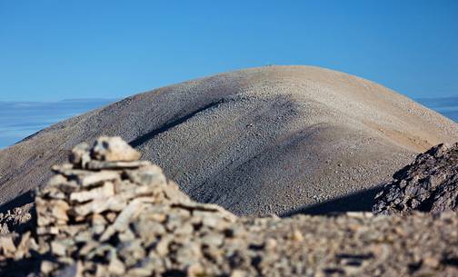 Mount Acquaviva from the pile of rocks on the top of Focalone mount, amphitheater of the Murelle, Majella national park, Abruzzo, Italy, Europe