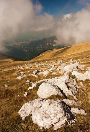 Blockhaus peak in the Murelle amphitheater, Majella national park, Abruzzo, Italy, Europe