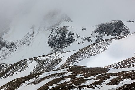 Thaw in the slope of Campo Imperatore, Gran Sasso and Monti della Laga national park, Abruzzo, Italy, Europe Thaw in the slope of Campo Imperatore, Gran Sasso and Monti della Laga national park, Abruzzo, Italy, Europe