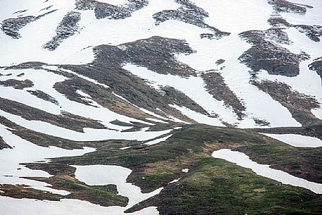 Thaw in the slope of Campo Imperatore, Gran Sasso and Monti della Laga national park, Abruzzo, Italy, Europe