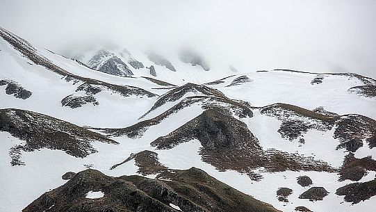Thaw in the slope of Campo Imperatore, Gran Sasso and Monti della Laga national park, Abruzzo, Italy, Europe Thaw in the slope of Campo Imperatore, Gran Sasso and Monti della Laga national park, Abruzzo, Italy, Europe