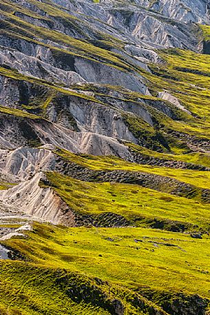 The cracked slope of Camicia mount in the Gran Sasso national park, Abruzzo, Italy, Europe