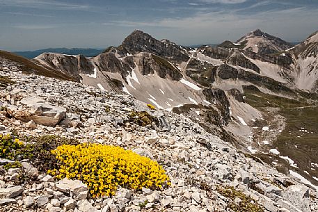 Landscape of Gran Sasso national park from Duca degli Abruzzi hut, Abruzzo, Italy, Europe