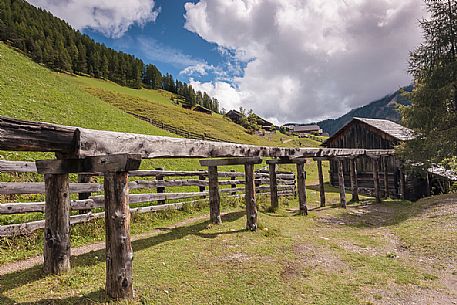 The ancient water transport channel to the mill, valle dei Mulini, Longiar, valle Badia, dolomites, Trentino Alto Adige, Italy, Europe

