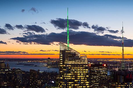 Manhattan cityscape at twilight, view from the Top of the Rock observation deck at Rockfeller Center, Manhattan, New York City, USA