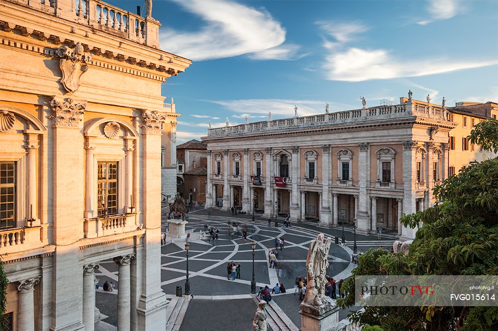 Piazza del Campidoglio is one of Rome's most beautiful squares, designed in the sixteenth century by Michelangelo and laid out between two summits of the Capitoline Hill, the most important of Rome's fabled seven hills.