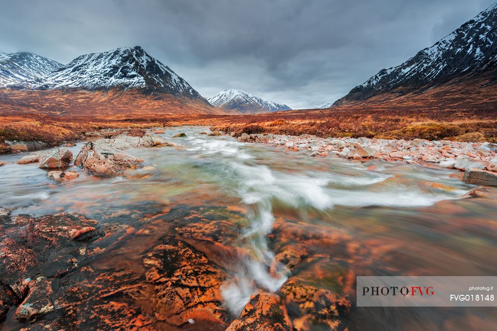 Etive river in the foreground seems to indicate the mountains in the back ground, near Buachaille Etive Mor, in Glencoe