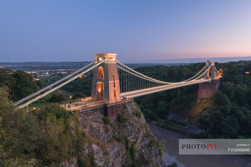 Bristol's Clifton Suspension Bridge is a distinctive landmark, used as a symbol of Bristol, England, UK