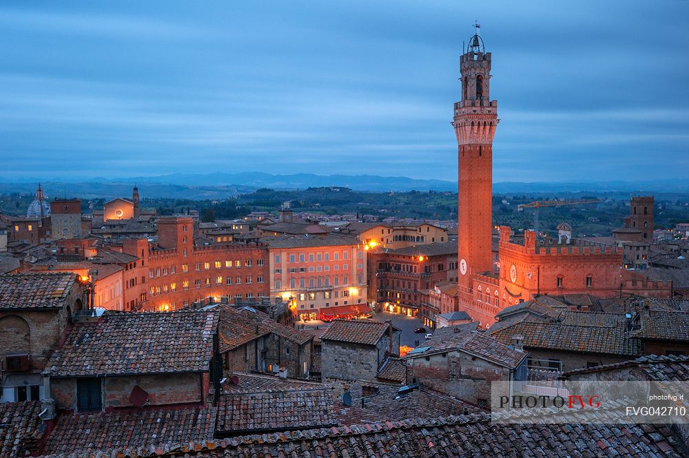 Piazza del Campo square is the main square of the city of Siena, Tuscany, Italy, Europe