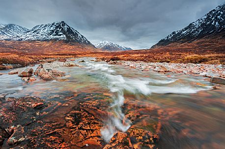 Etive river in the foreground seems to indicate the mountains in the back ground, near Buachaille Etive Mor, in Glencoe Etive river in the foreground seems to indicate the mountains in the back ground, near Buachaille Etive Mor, in Glencoe