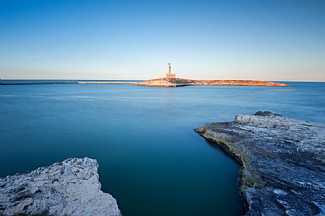 The Vieste lighthouse stands on the cliff of Santa Eufemia (located between the rocks of Santa Croce and San Francesco), just across the Apulian city. The Vieste lighthouse stands on the cliff of Santa Eufemia (located between the rocks of Santa Croce and San Francesco), just across the Apulian city.