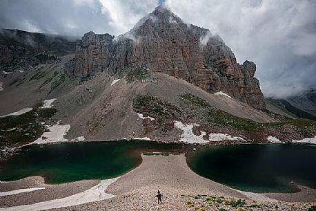 the Devils Peak, in the Sibillini National Park, Italy, and the Pilates Lake at its feet.