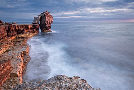 Sunset at Pulpit Rock. Isle of Portland, Dorset, England, UK