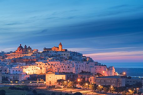 Ostuni or white city at twilight, Murgia, Puglia, Italy,Europe