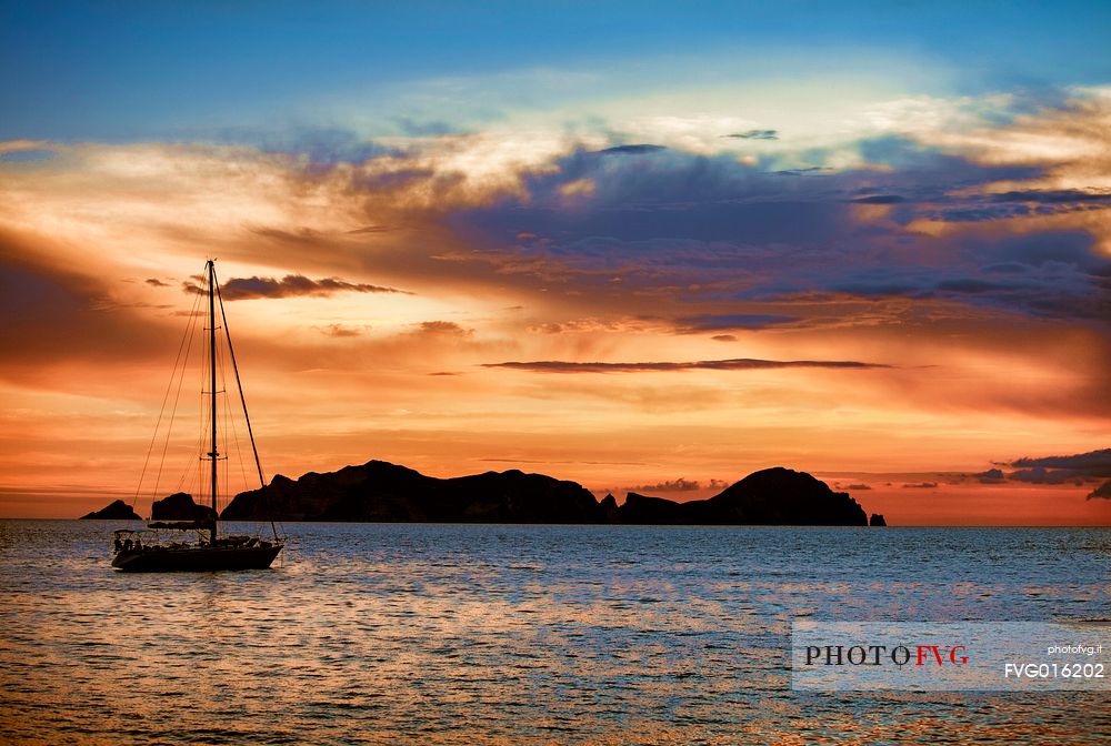 Wonderful sunset in Ponza with Palmarola island in background