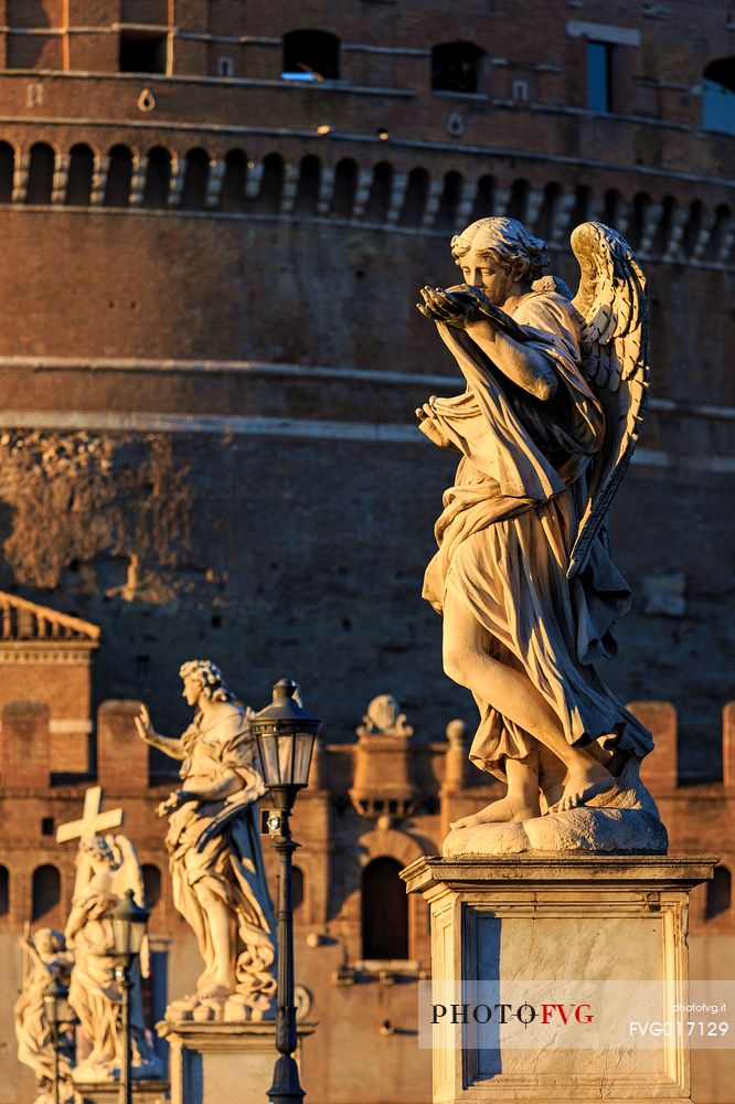 Rome: detail of some of the statues along the bridge Sant'Angelo