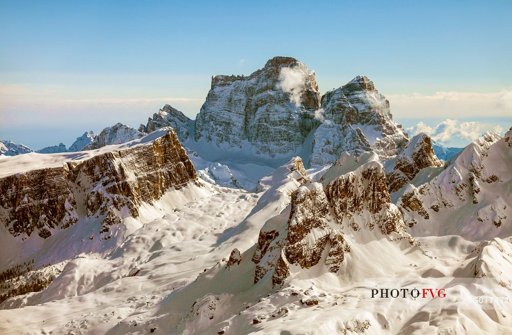 Landscape from Lagazuoi mount: Lastoi de Formin in foreground and mount Pelmo in background