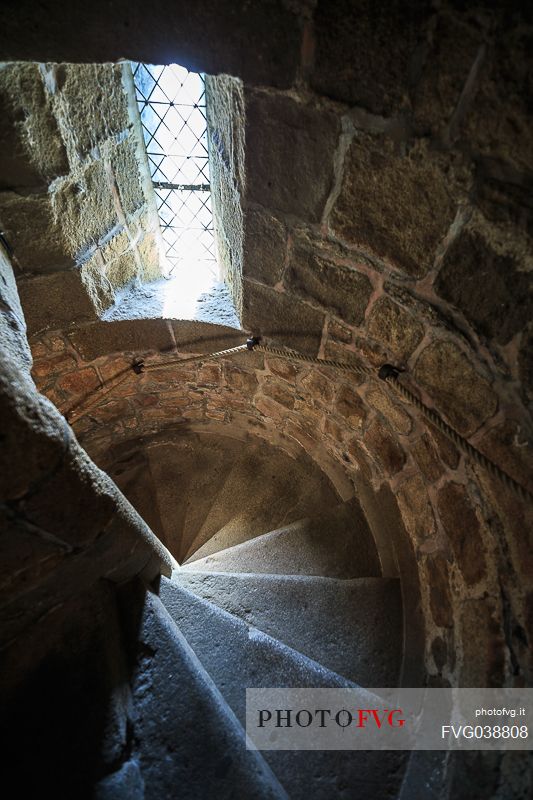 Spiral staircase, Mont Saint Michel, Normandy, France, Europe