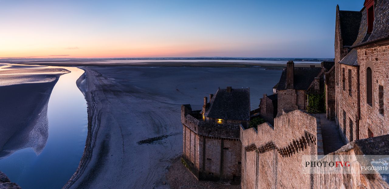 Sunrise at Mont Saint Michel, Normandy, France. Europe