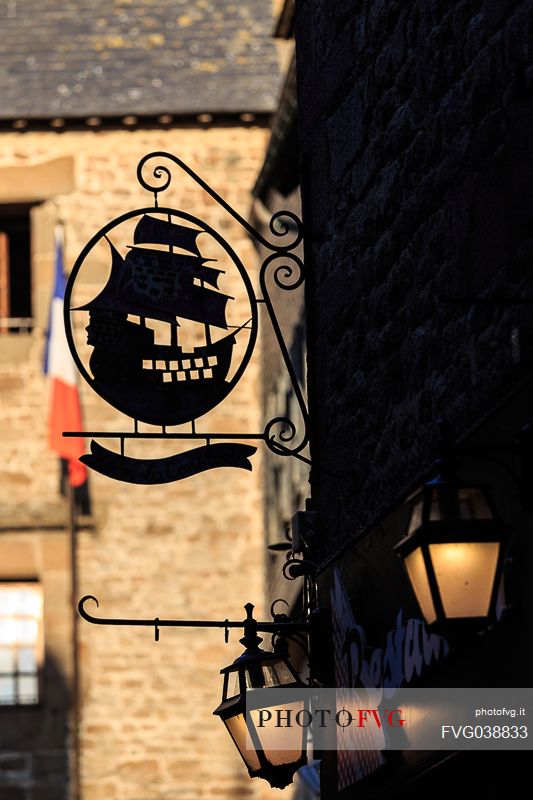 Detail of the village of Mont Saint Michel, Normandy, France, Europe