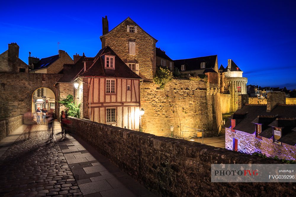 Nightscape of the old city of Vannes, Brittany, France, europe