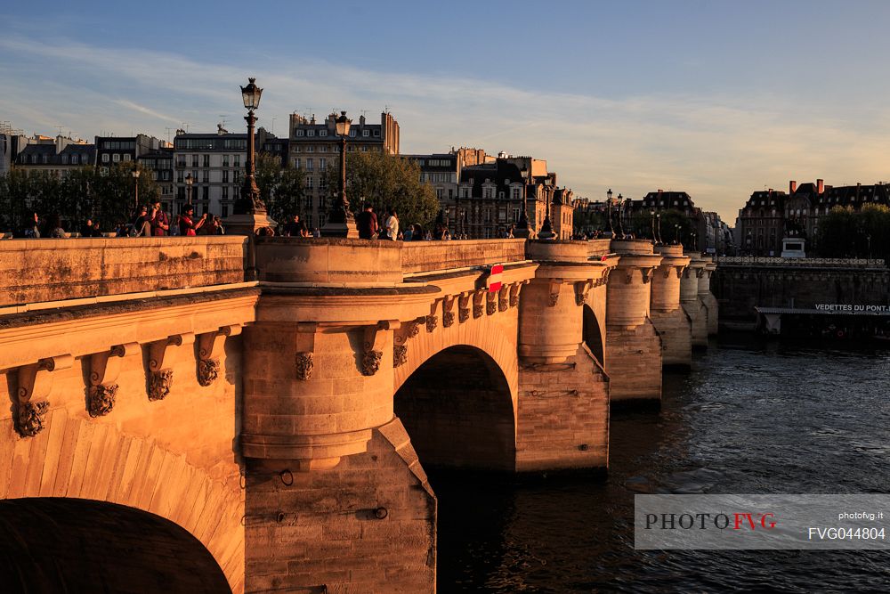 Pont Neuf bridge at sunset, Paris, France, Europe