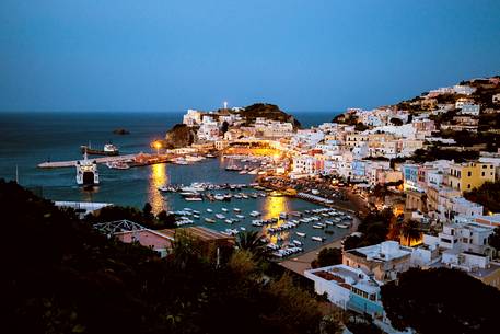 The beautiful and colored old village of Ponza Island at night The beautiful and colored old village of Ponza Island at night