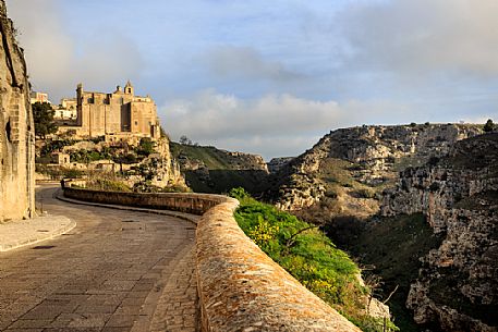 Sunrise on Sasso Caveoso and Gravina, Matera, Basilicata, Italy, Europe