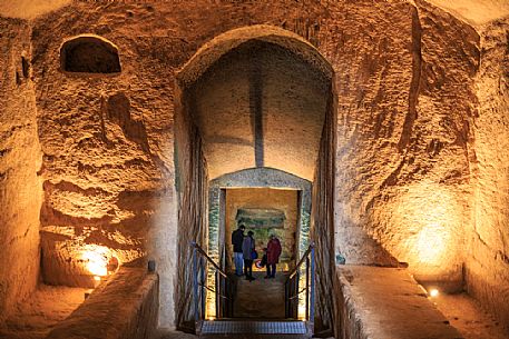 A typical cave dwelling, partly carved out of the rock and partly built, Matera, Basilicata, Italy, Europe A typical cave dwelling, partly carved out of the rock and partly built, Matera, Basilicata, Italy, Europe
