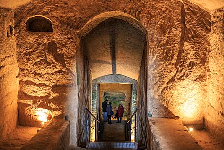 A typical cave dwelling, partly carved out of the rock and partly built, Matera, Basilicata, Italy, Europe