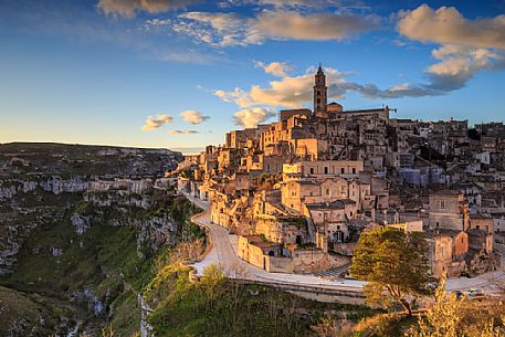 Dawn on  Matera and Gravina canyon,Basilicata, Italy, Europe