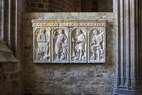 Bas-relief inside the abbey, Mont Saint Michel, Normandy, France. Europe. Bas-relief inside the abbey, Mont Saint Michel, Normandy, France. Europe.