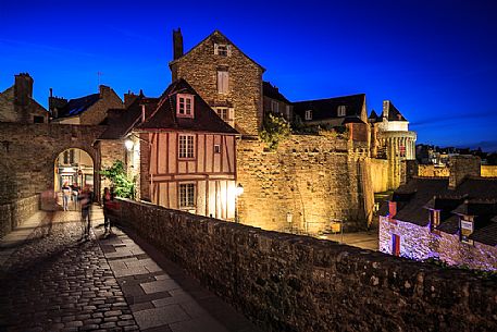Nightscape of the old city of Vannes, Brittany, France, europe