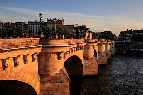 Pont Neuf bridge at sunset, Paris, France, Europe
