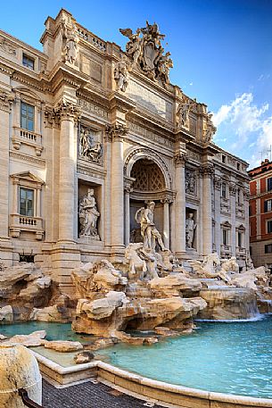 Rome, the Trevi fountain at the first light of the morning